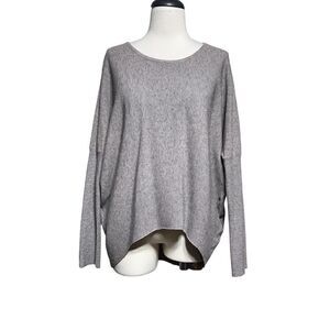 L Love Grey Tunic Oversize Ribbed Long Sleeve Sweater Size Small